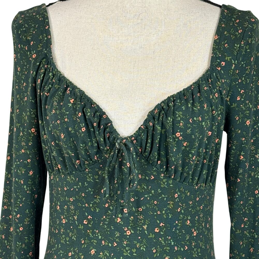 Reformation Large Angelina Knit Mini Dress Floral Sweetheart Neck Long Sleeve - Picture 3 of 11